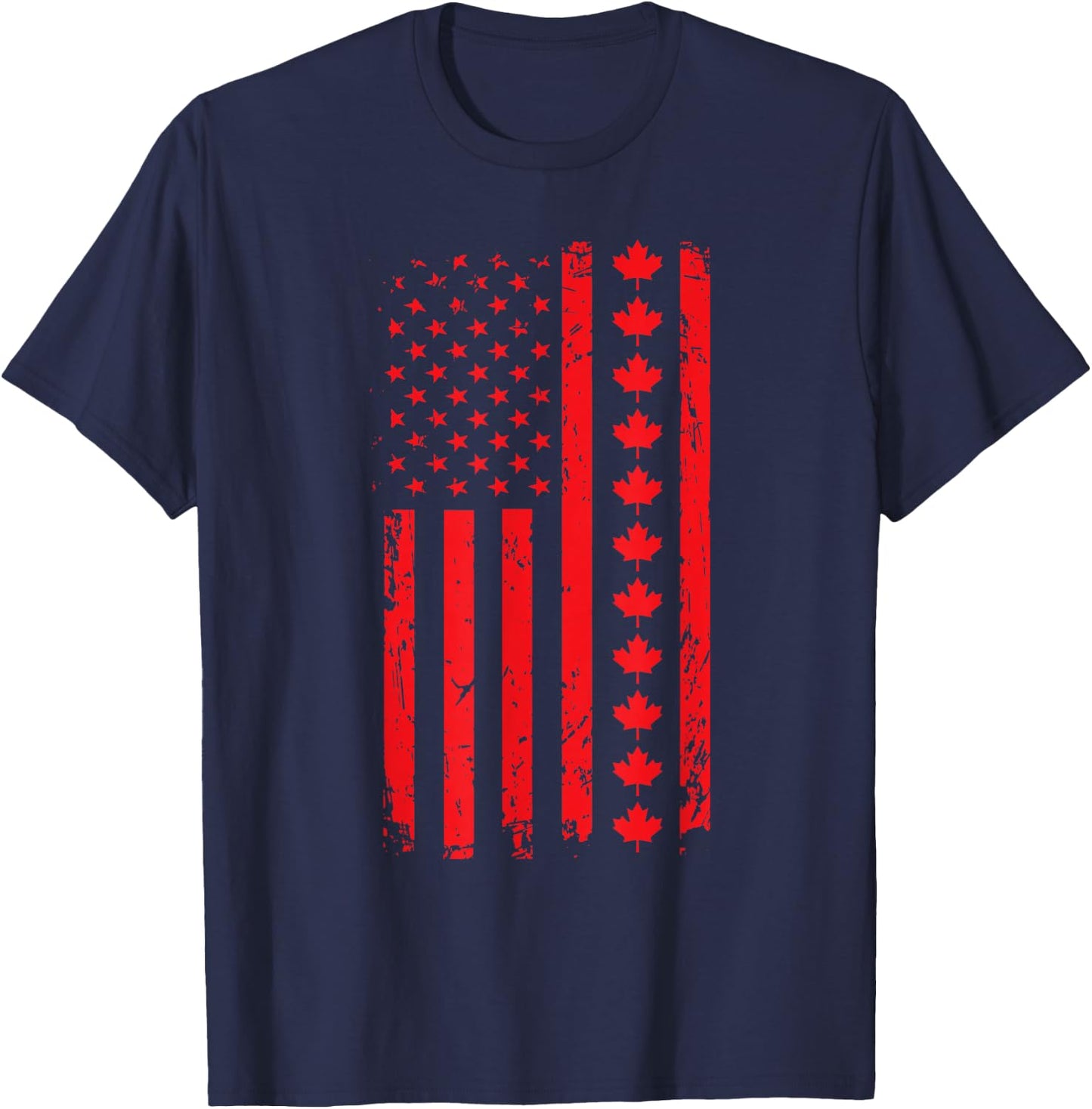Our 51st state of America American Flag with Canada Maple T-Shirt - T-Shirt | Navy