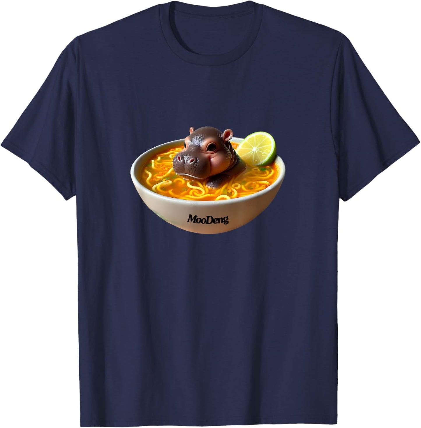 Pygmy Hippo Moodeng, Moodeng lover, Funny Moodeng T-Shirt - T-Shirt | Navy