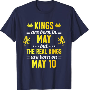 Kings Are Born In May Real Kings Are Born On May 10 T-Shirt - T-Shirt | Navy