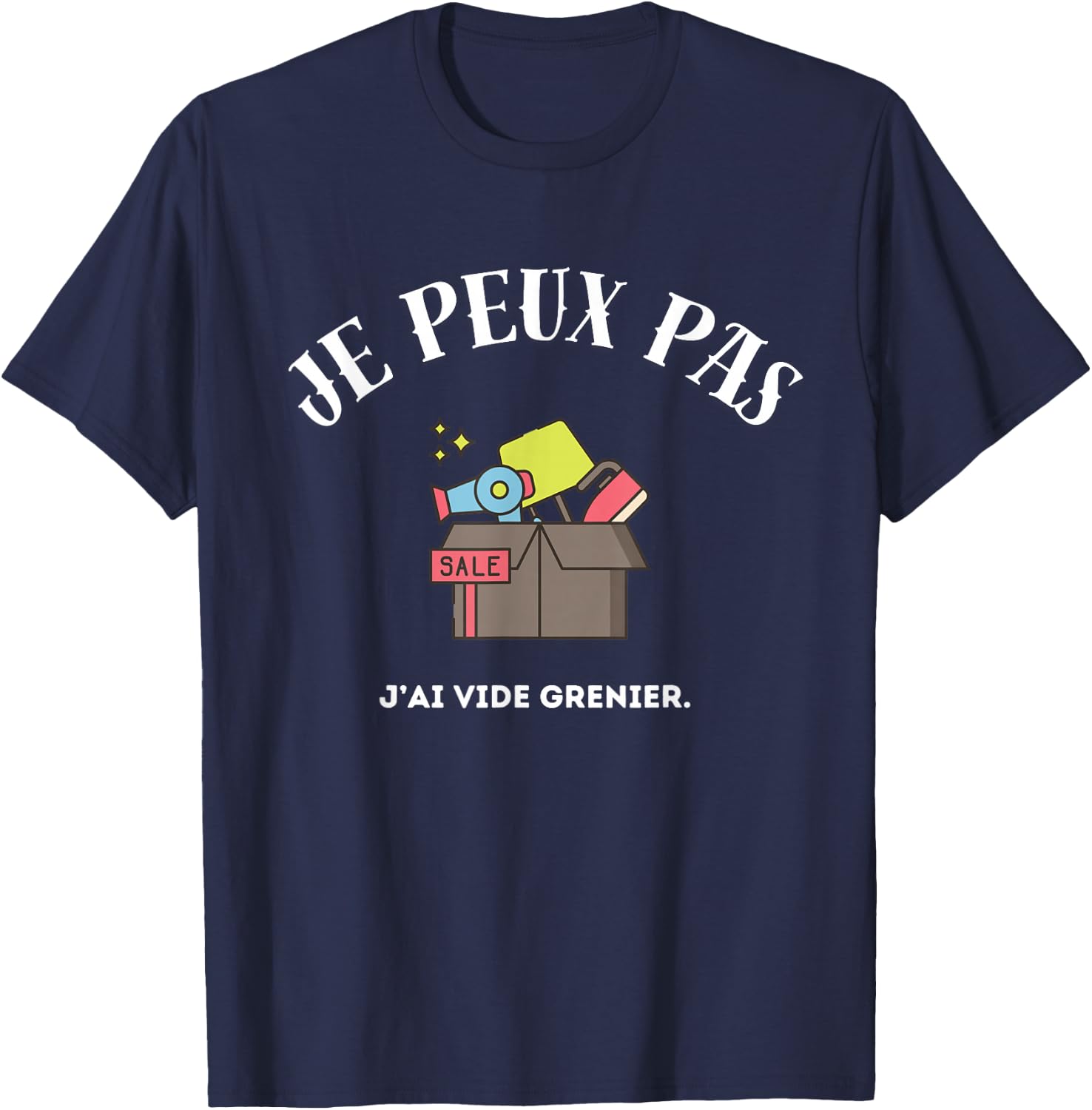 I Can't, I Empty Attic , Black, S T-Shirt - T-Shirt | Navy