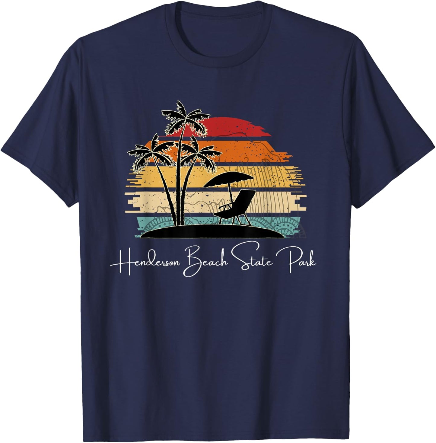 Vintage Henderson Beach State Park Palm Trees Spring Summer Women Kids T-Shirt - T-Shirt | Navy