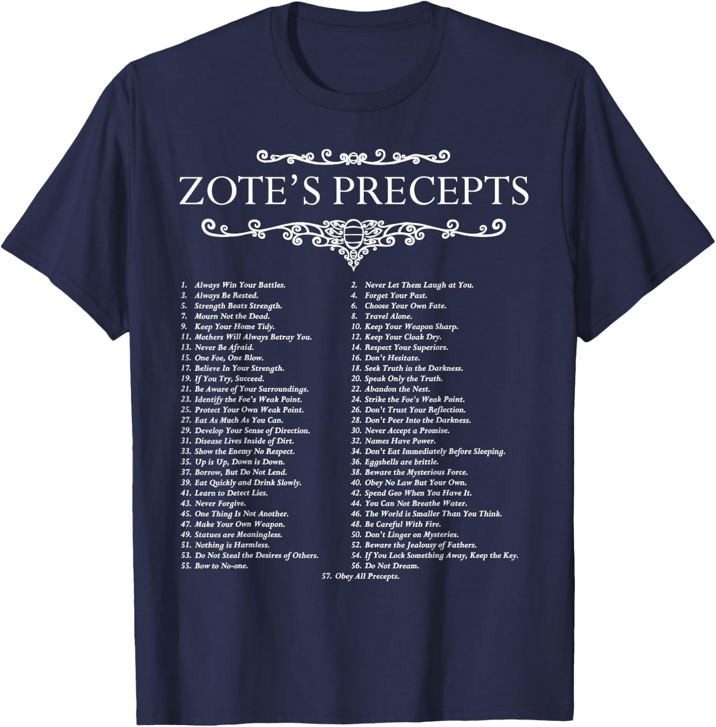 Funny Nerdy Zote's Precepts Knight Gamer T-Shirt - T-Shirt | Navy