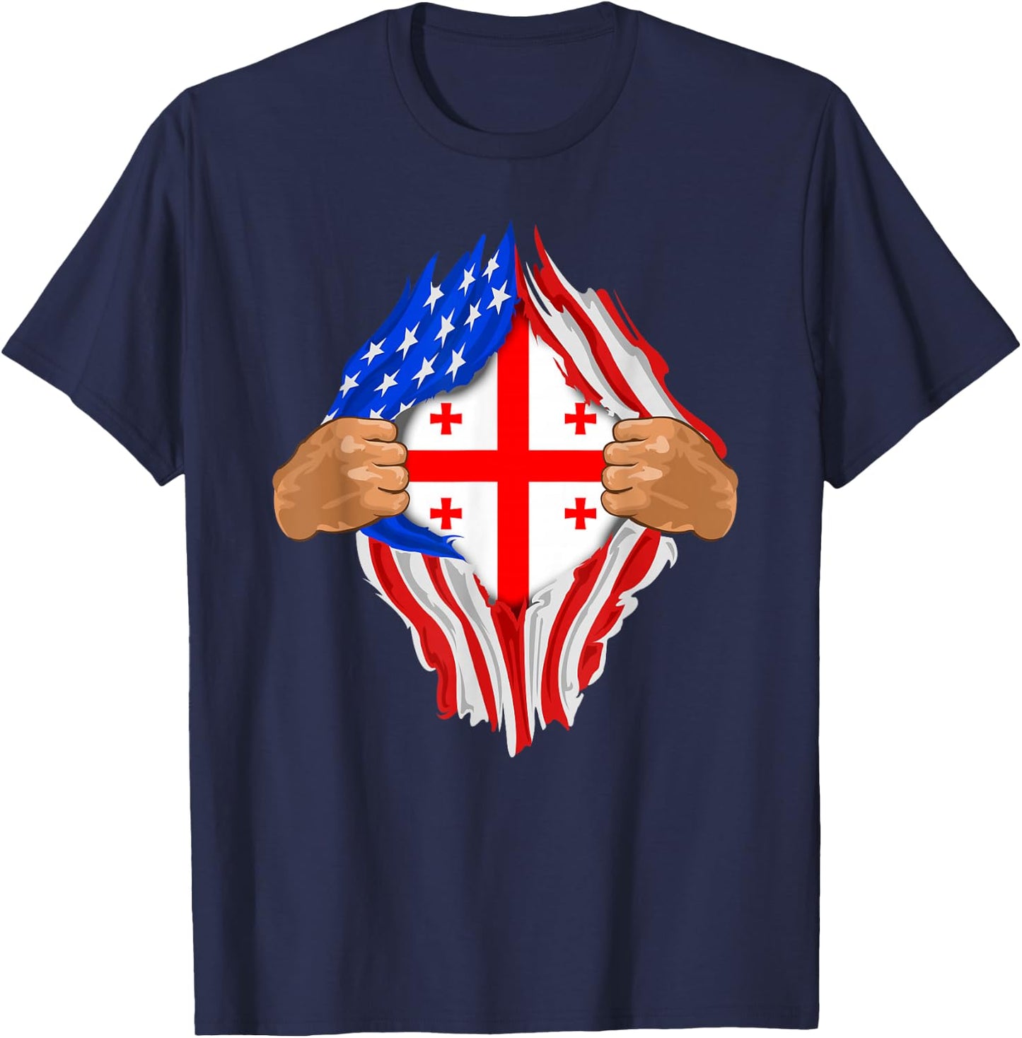 Georgian Blood Inside Me | Georgia Flag Gift T-Shirt - T-Shirt | Navy