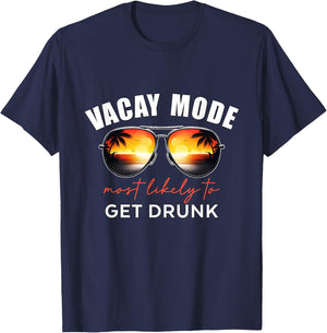 Retro Vacay Mode Most Likely To Get Drunk Summer Vacation T-Shirt - T-Shirt | Navy