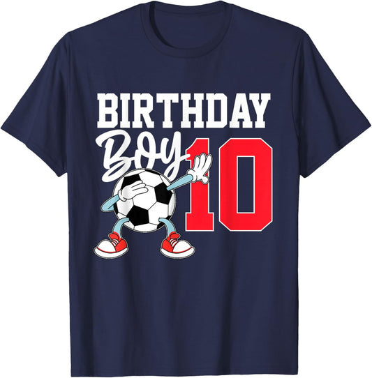 10th Birthday Shirt Boys Football Soccer Ten 10 Year Old T-Shirt - T-Shirt | Navy