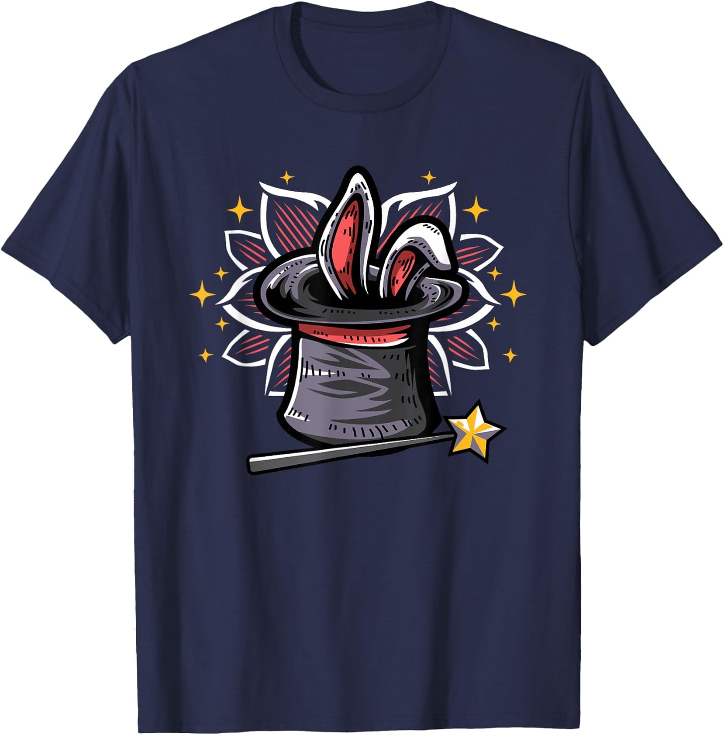 Magic Magician Hat Rabbit In A Hat Magic Wand T-Shirt - T-Shirt | Navy