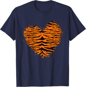 Tiger Heart Stripes Print Cute Tiger Zoo Costume Women Girls T-Shirt - T-Shirt | Navy