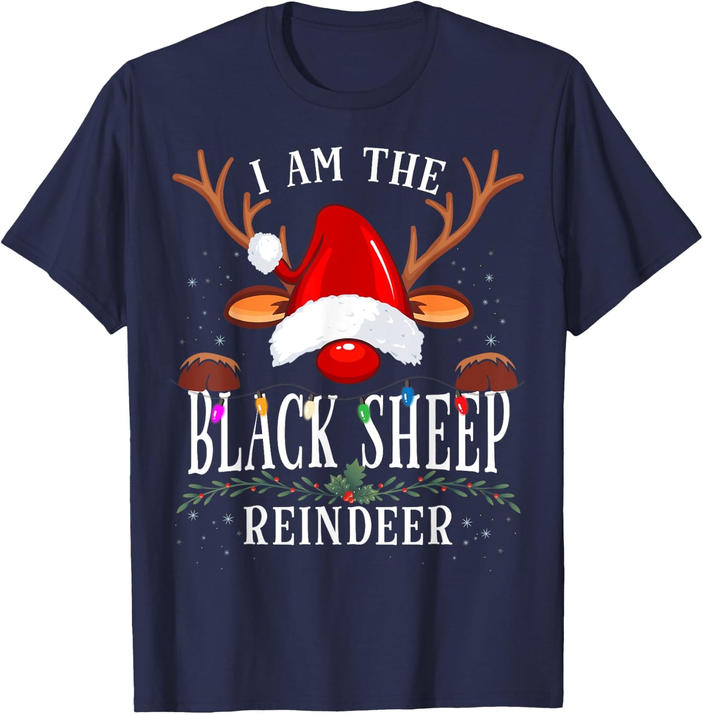 I Am The Black Sheep Reindeer Christmas Family T-Shirt - T-Shirt | Navy