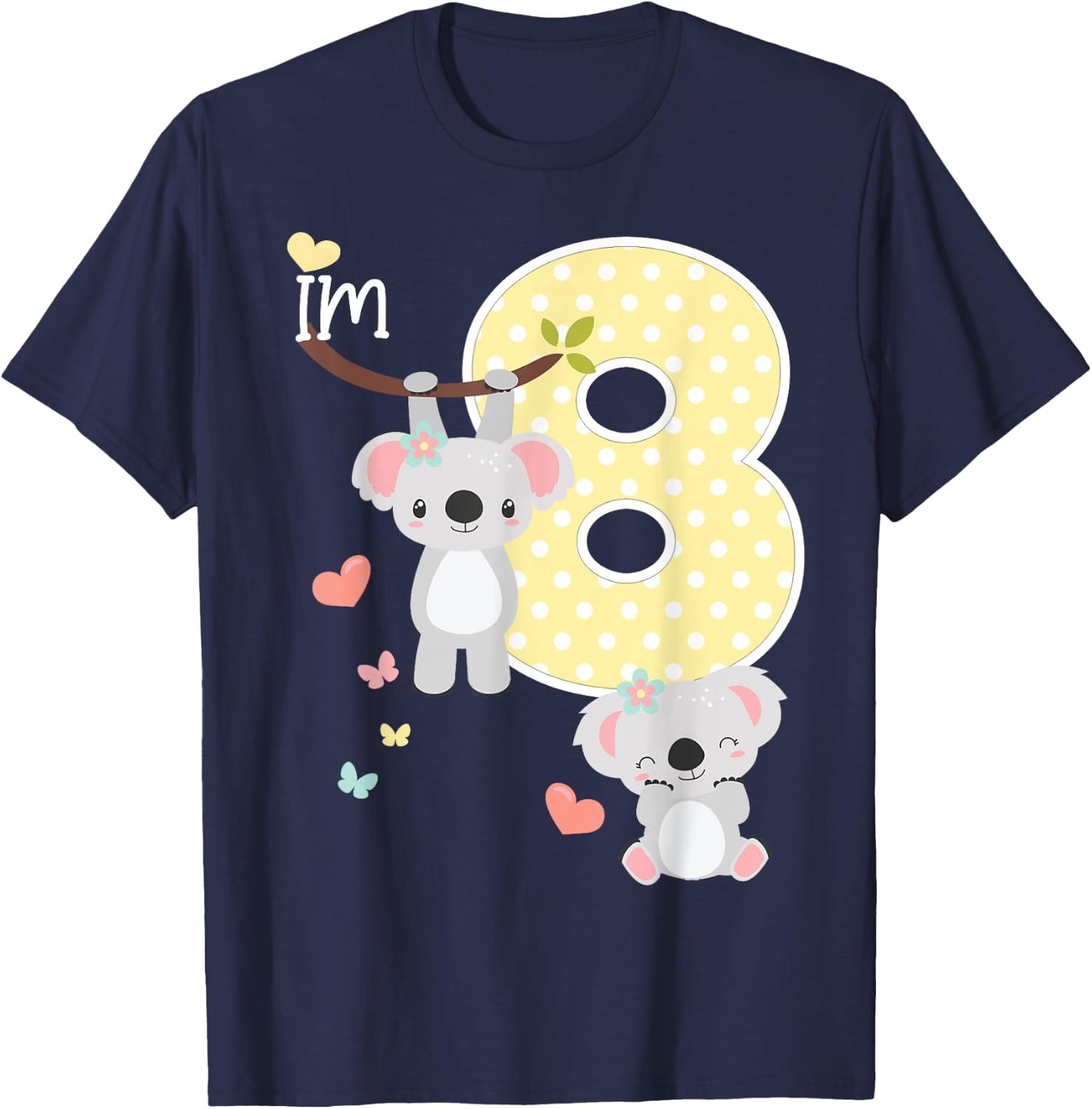 Koala Bear 8th Birthday Girl 8 Year Old Birthday Cute Koalas T-Shirt - T-Shirt | Navy