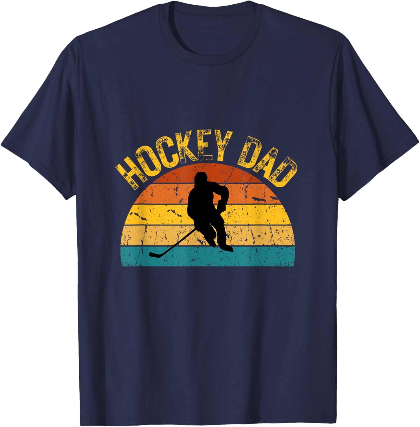 Ice Hockey Retro Vintage Player Hockey Dad Men Father T-Shirt - T-Shirt | Navy