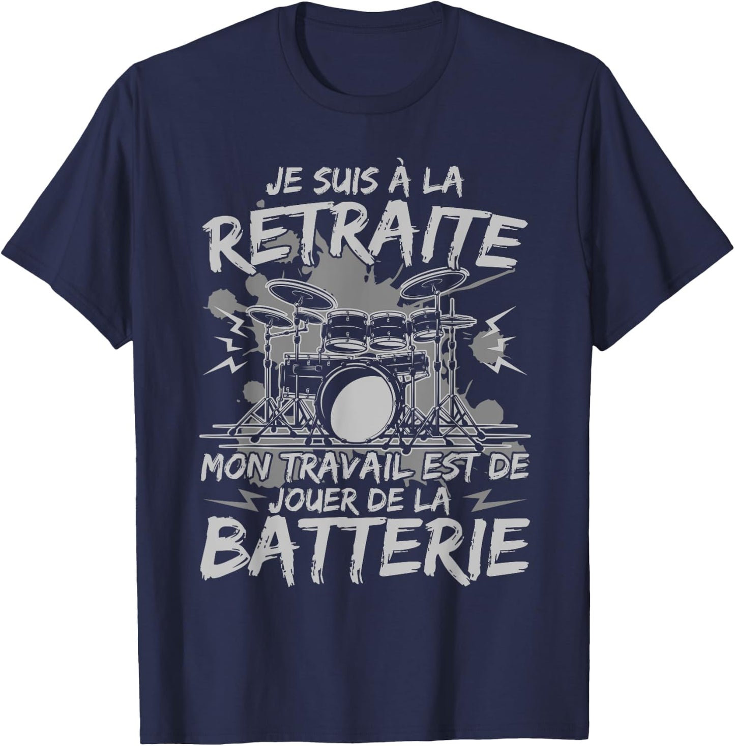 Drummer Drummer My Job Is Playing Drum , Black, S T-Shirt - T-Shirt | Navy