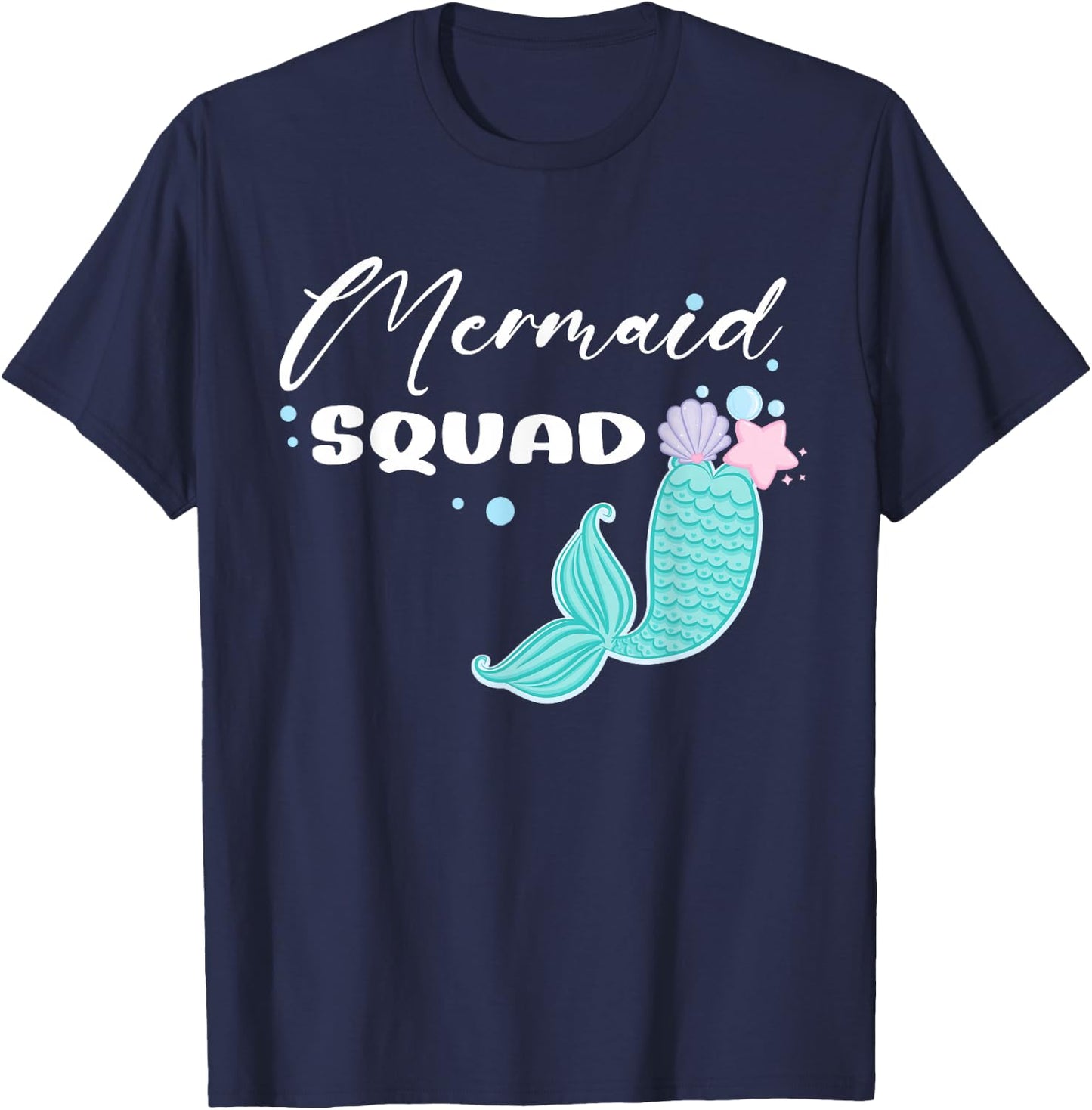 Funny Mermaid Squad Party Matching Birthday Kids T-Shirt - T-Shirt | Navy