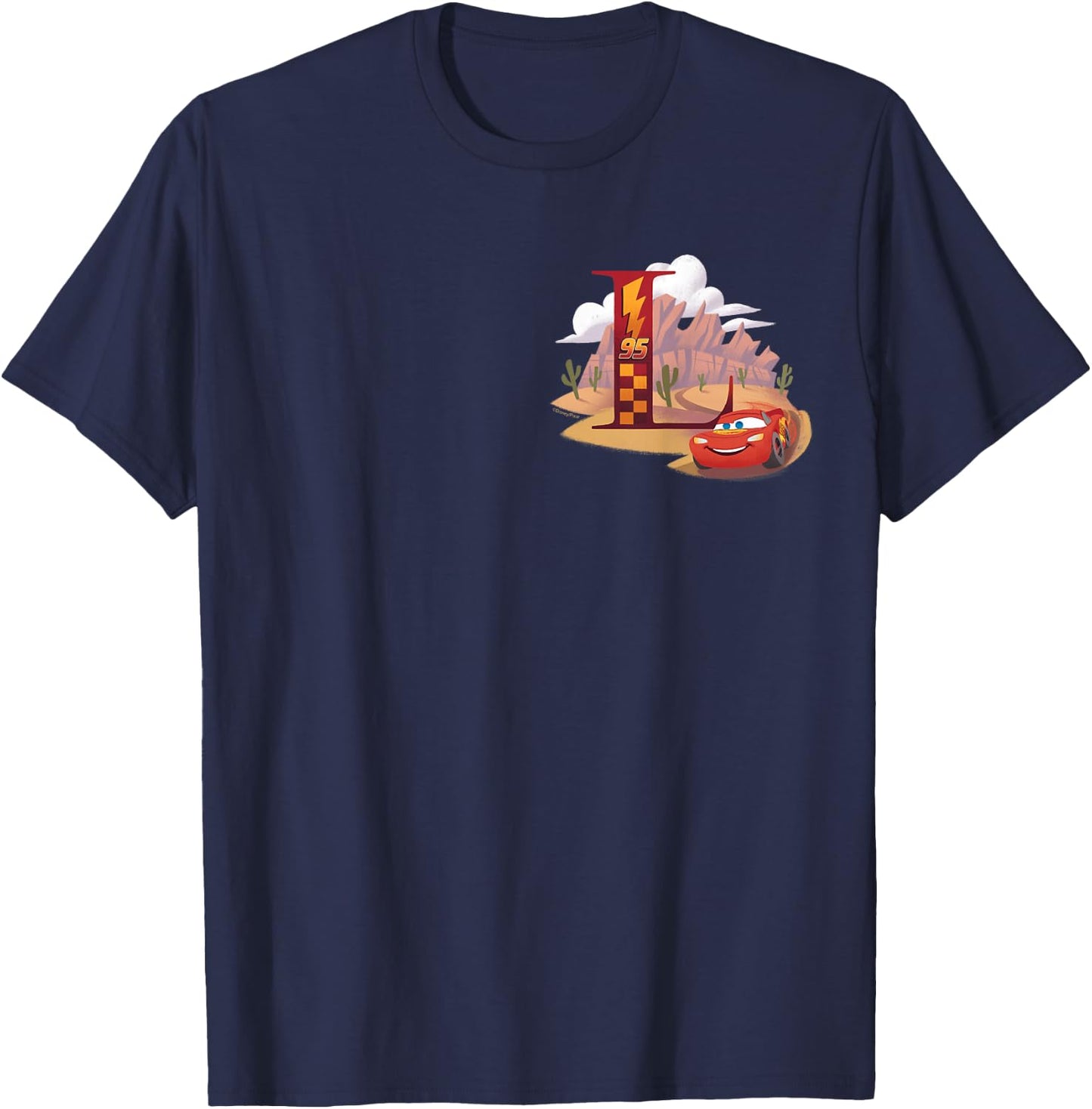 Disney & Pixar Alphabet Monogram Letter L Lightning McQueen , black T-Shirt - T-Shirt | Navy