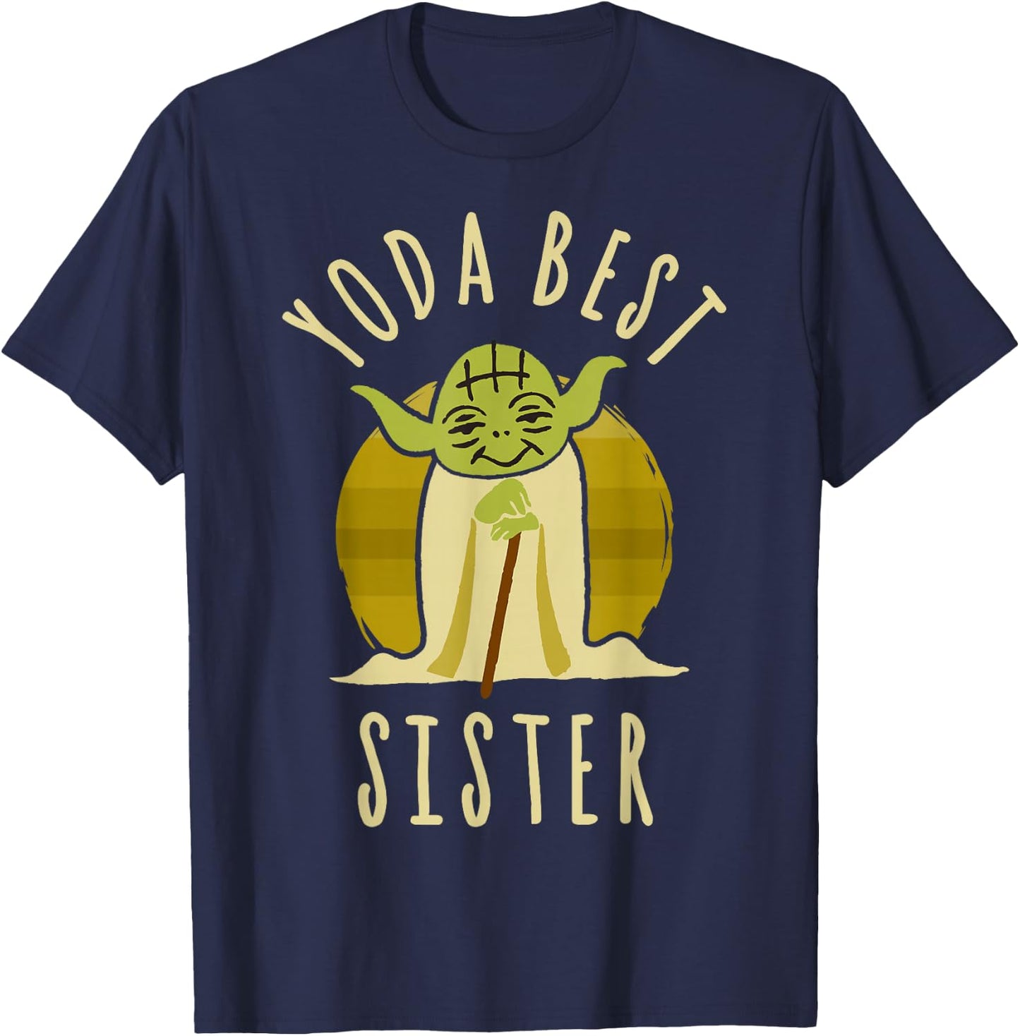 Star Wars Yoda Best Sister Cartoon Yoda T-Shirt - T-Shirt | Navy