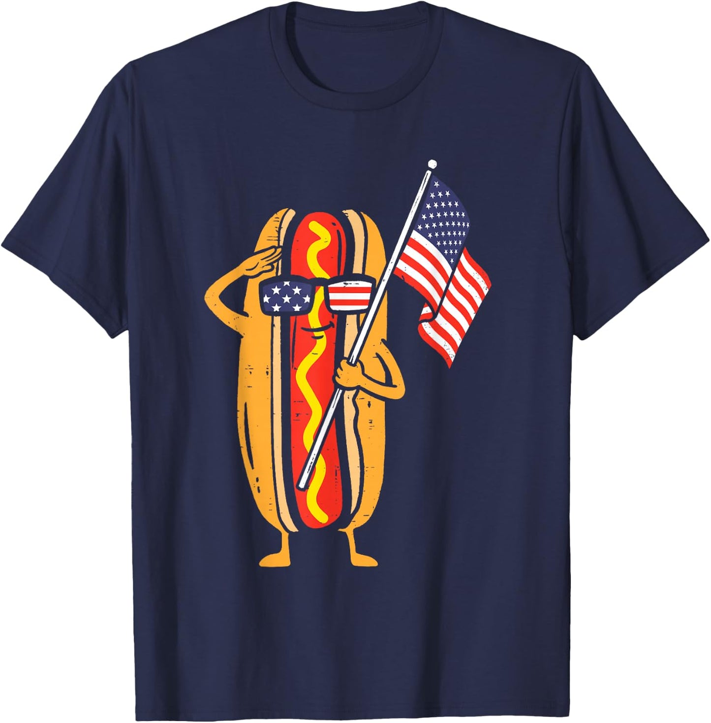 Funny Hotdog American Flag USA 4th of July Patriotic Men T-Shirt - T-Shirt | Navy