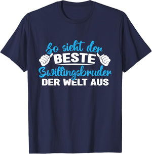 with German Text "Bester Zwillingsbruder Zwillinen", black T-Shirt - T-Shirt | Navy