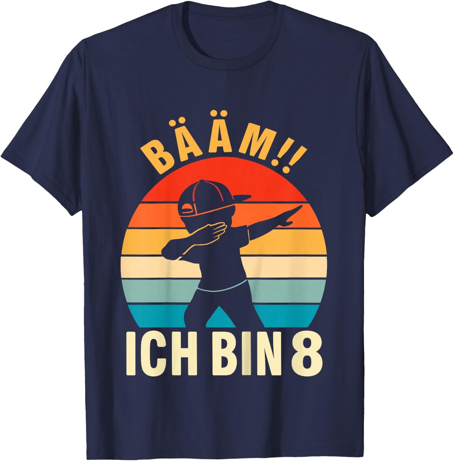 Children's Dabbing Birthday 8 Years Boys 8th Birthday , black T-Shirt - T-Shirt | Navy