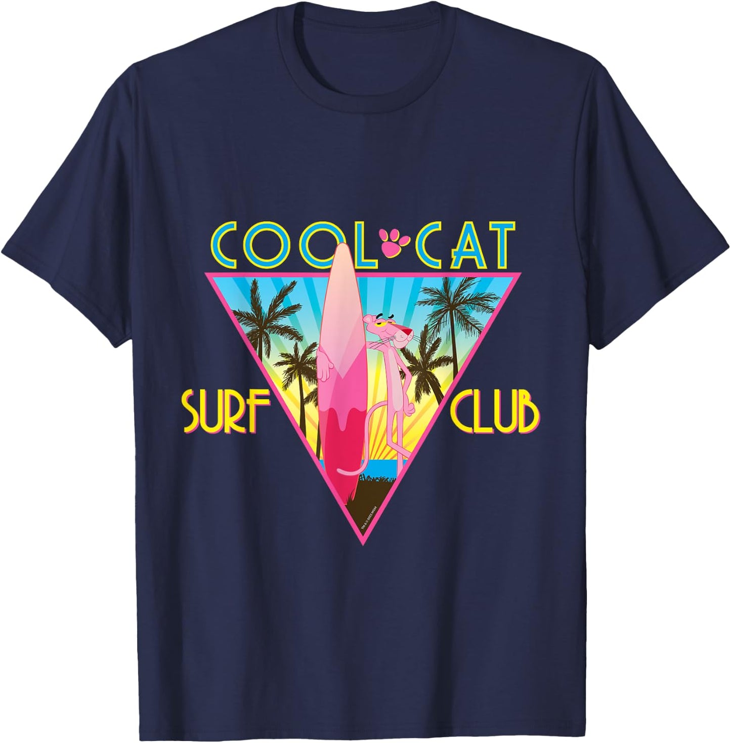 Pink Panther Cool Cat Surf Club Tropical Summer Vacation Men Women T-Shirt - T-Shirt | Navy