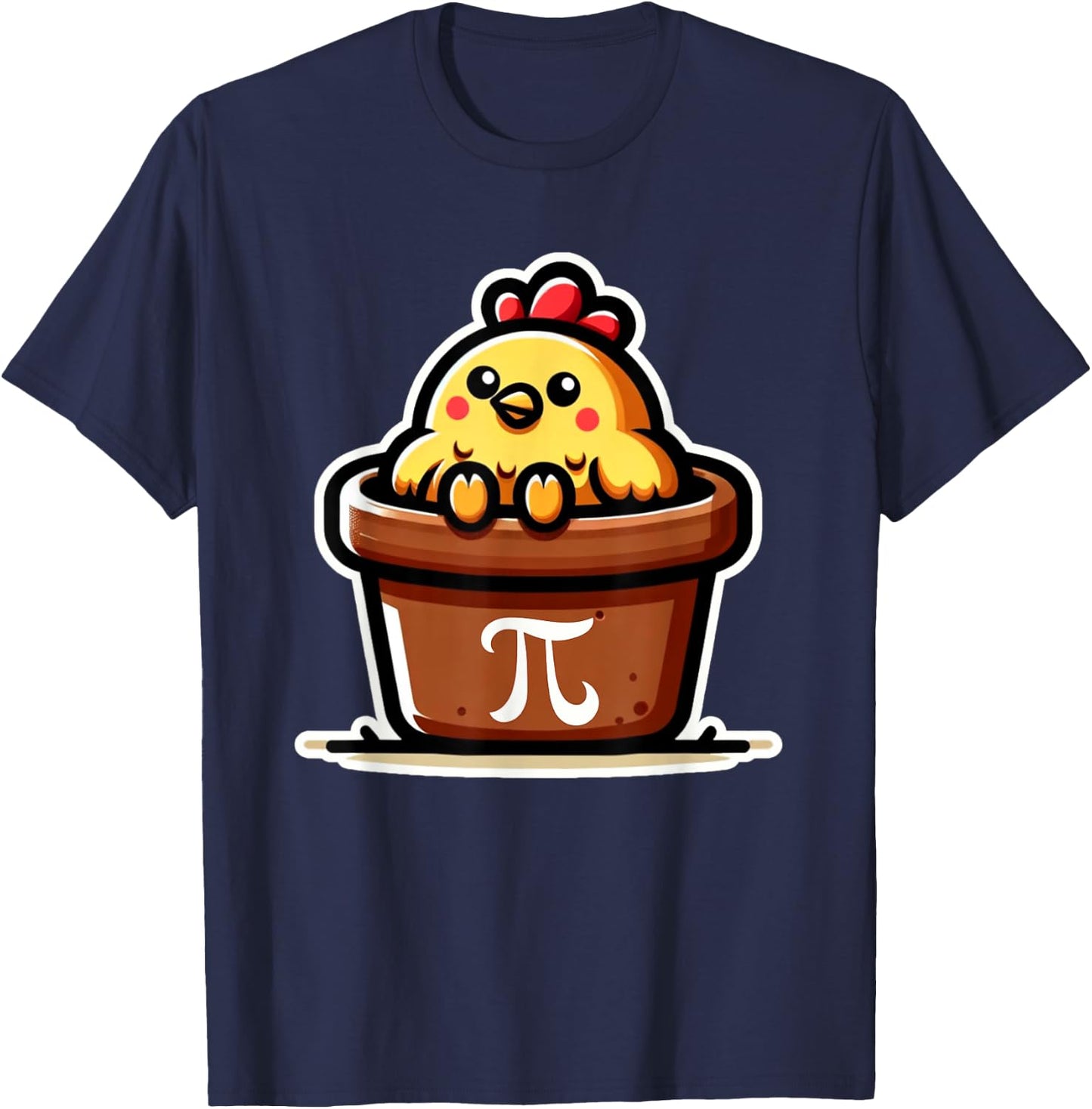 Funny Math Pun Chicken Pot Pi Cute Mathematics Humor T-Shirt - T-Shirt | Navy