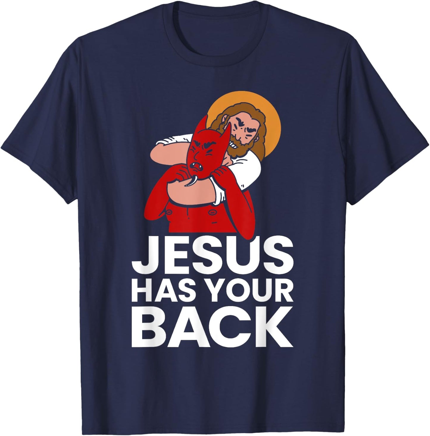 Jesus Has Your Back Christian Jiu-Jitsu Jew Jitsu MMA T-Shirt - T-Shirt | Navy