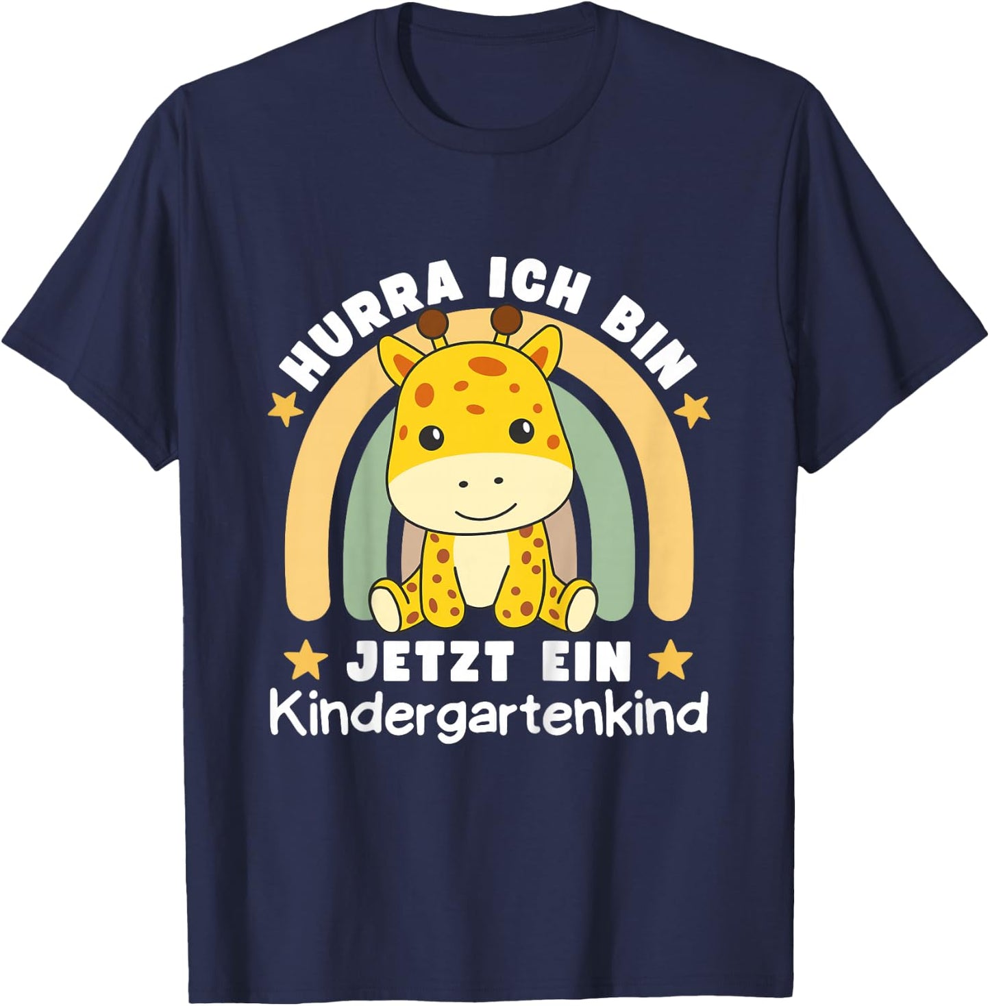 Children's with German Text "Hurra Ich Bin Jetzt Ein Kindergartenkind Giraffe, black T-Shirt - T-Shirt | Navy
