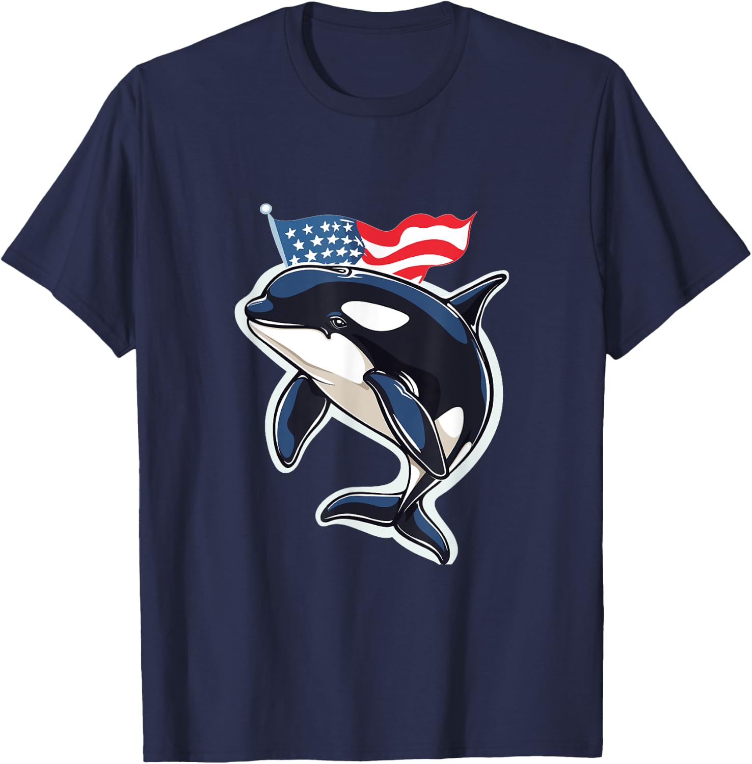 Orca American Flag Patriotic 4th Of July T-Shirt - T-Shirt | Navy