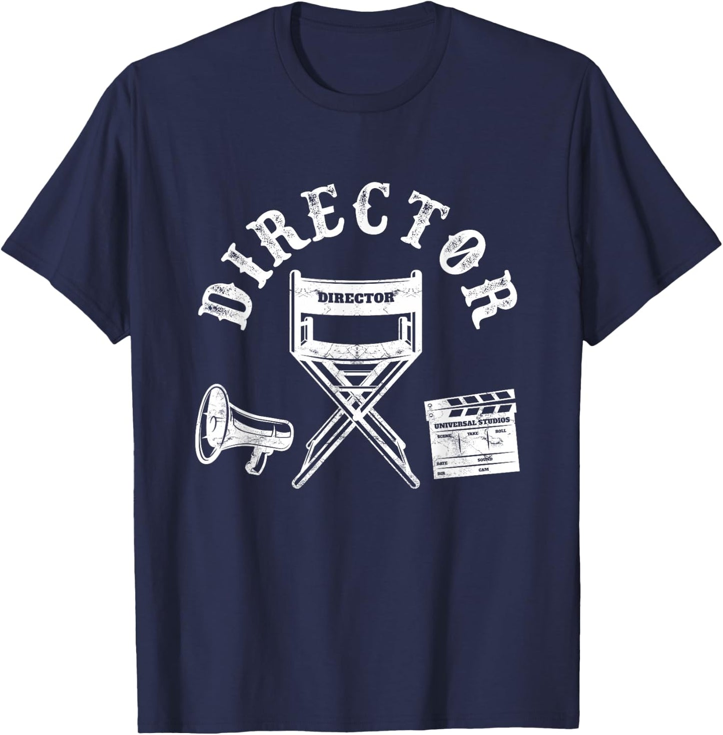Movie Director Chair and Movie Director Funny , Black, S T-Shirt - T-Shirt | Navy