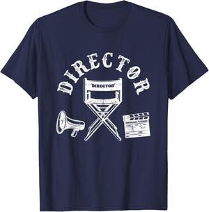 Movie Director Chair and Movie Director Funny , Black, S T-Shirt - T-Shirt | Navy