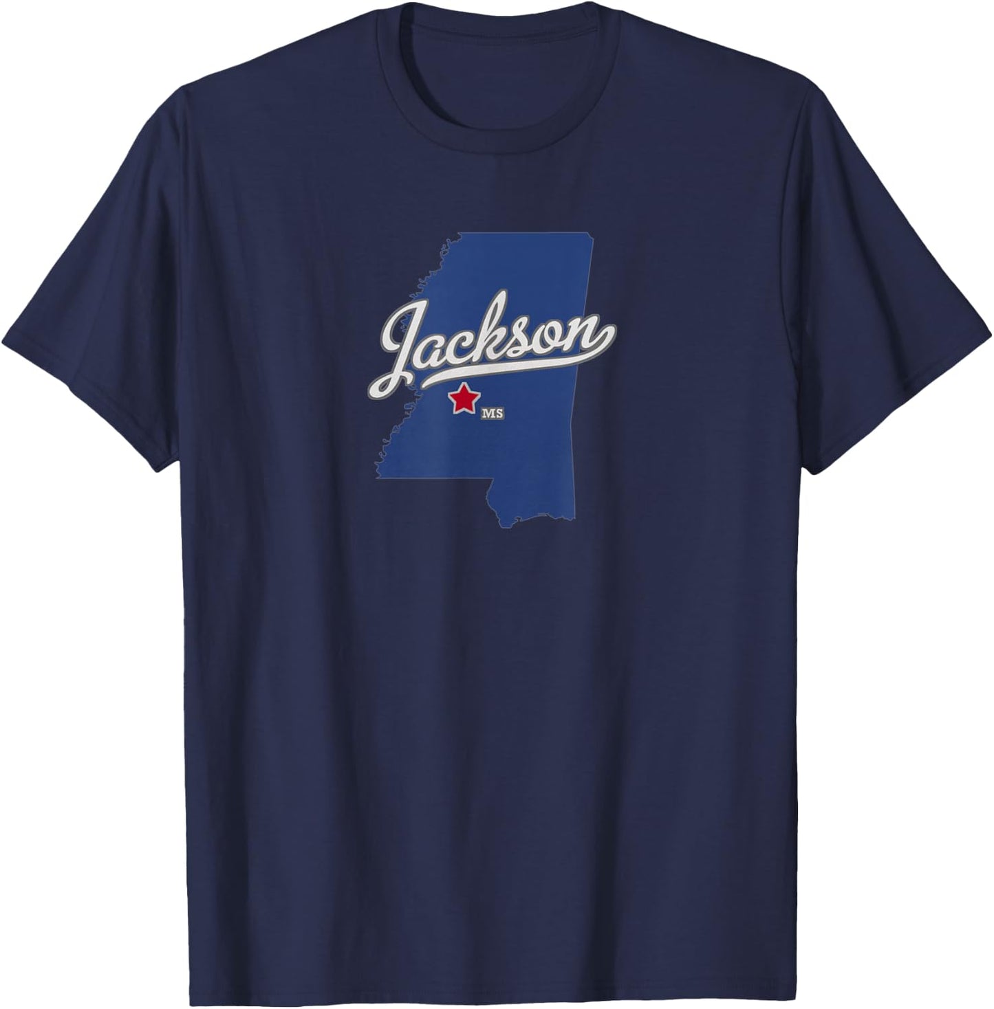 Jackson Mississippi MS Map T-Shirt - T-Shirt | Navy