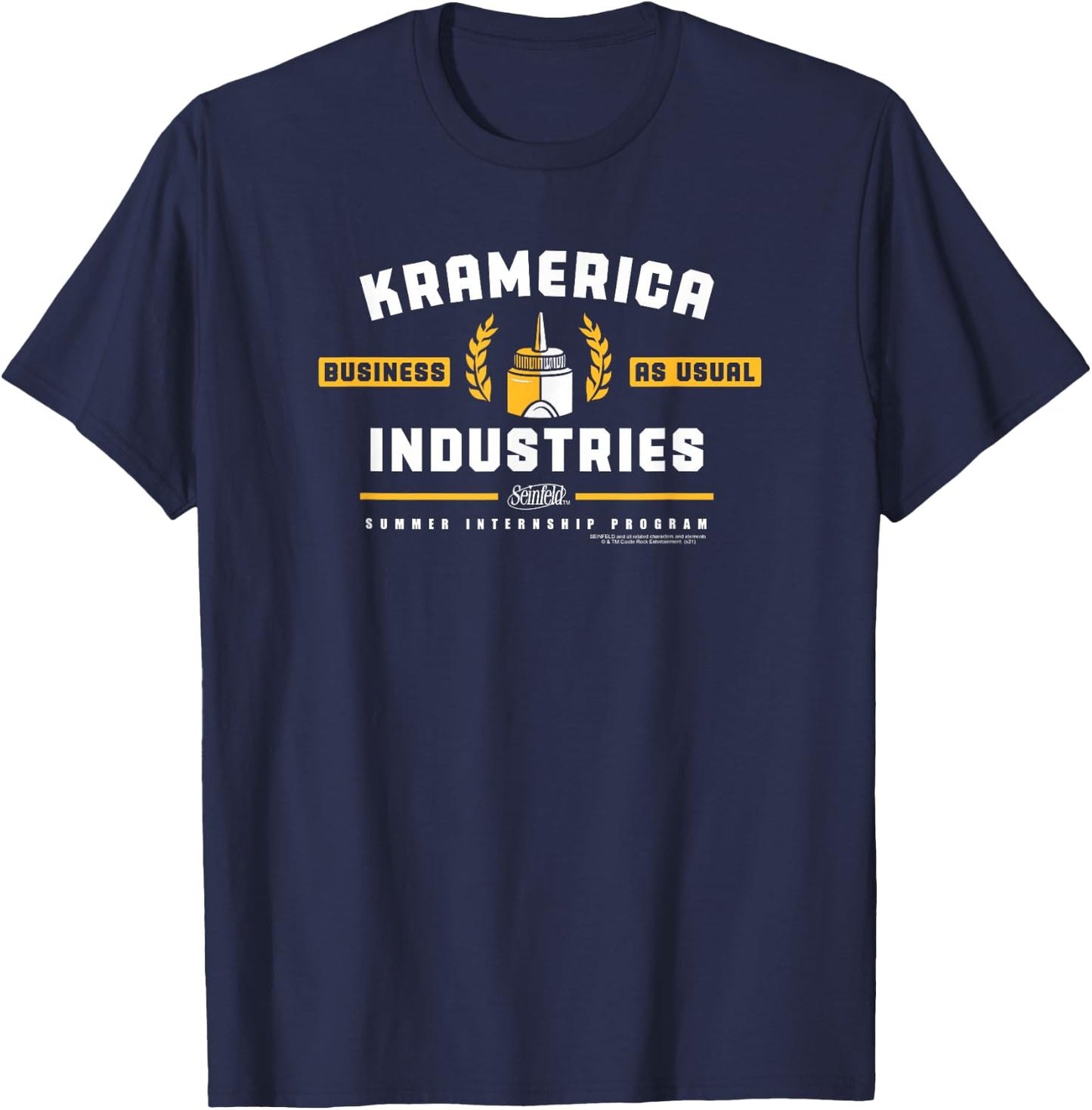 Seinfeld Kramerica Industries Business as Usual 90's TV Show T-Shirt - T-Shirt | Navy
