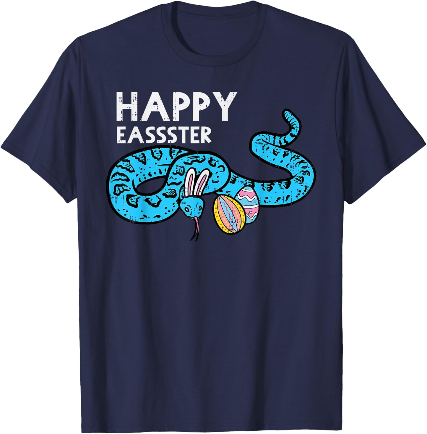 Happy Easter Snake Bunny Funny Egg Hunt Animal Men Women Kid T-Shirt - T-Shirt | Navy