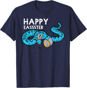 Happy Easter Snake Bunny Funny Egg Hunt Animal Men Women Kid T-Shirt - T-Shirt | Navy