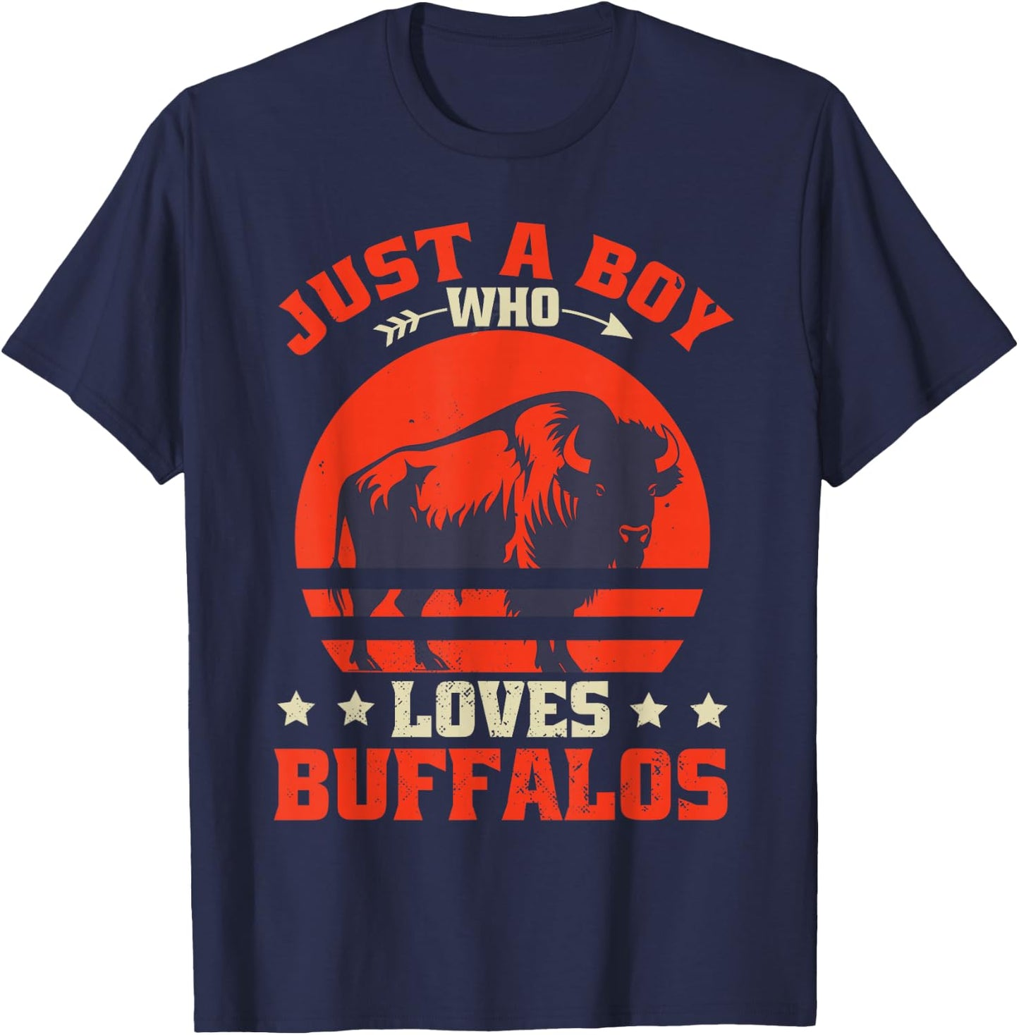 Retro Bison Buffalo Boy T-Shirt - T-Shirt | Navy