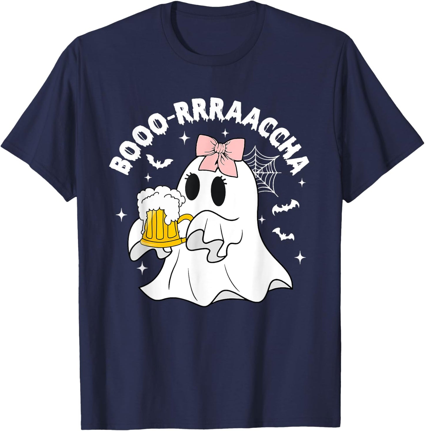 Booo-rrraaccha, Funny Halloween Drunk Ghost, Cute Ghost T-Shirt - T-Shirt | Navy