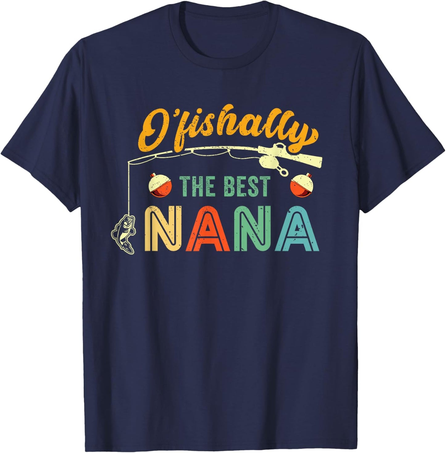 Best Nana Fishing Grandma Fisherwoman Cute Grandmother Fish T-Shirt - T-Shirt | Navy