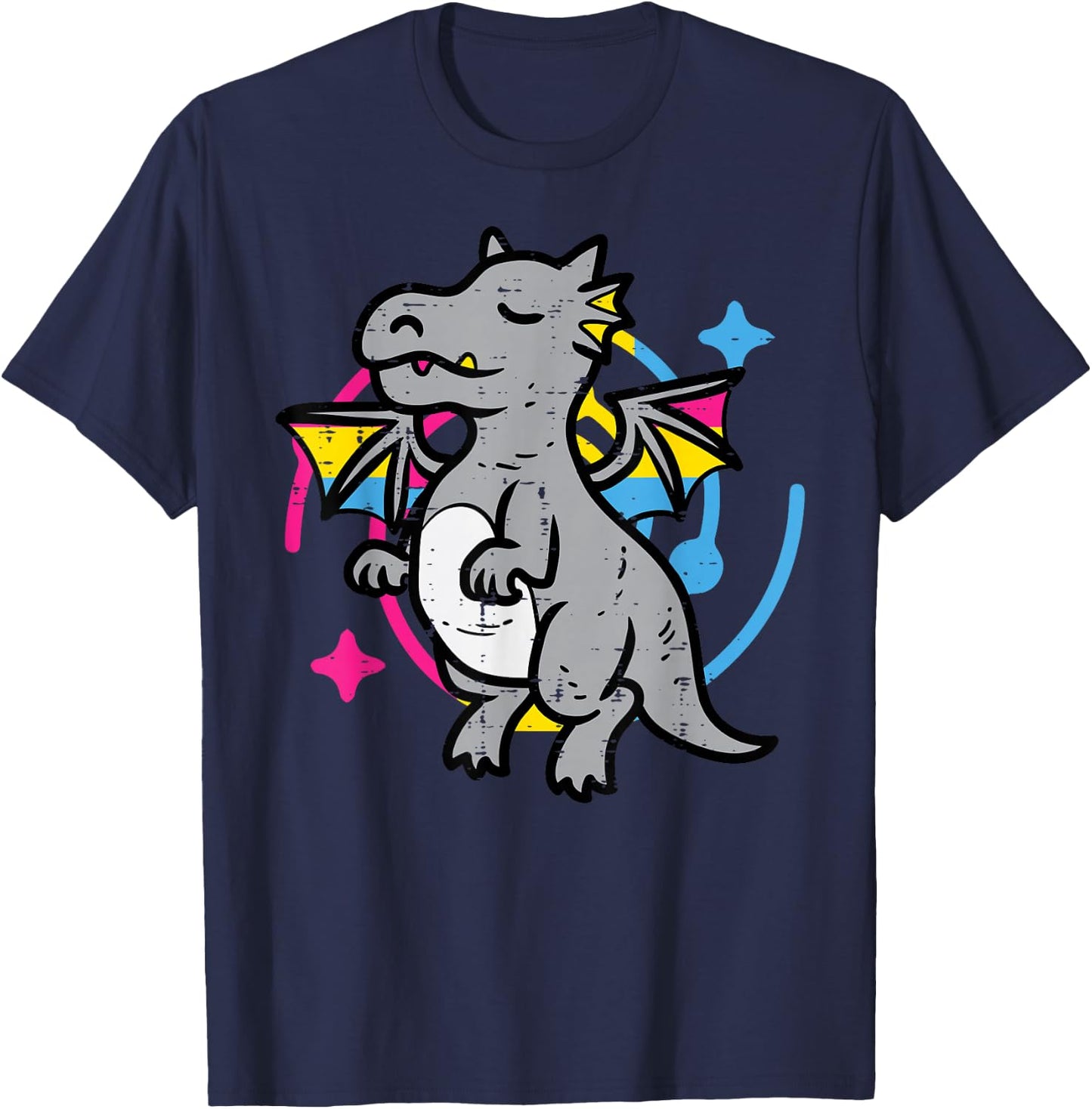 Pansexual Dragon Cute Pan Pride Flag Lgbtq Men Women Kids T-Shirt - T-Shirt | Navy