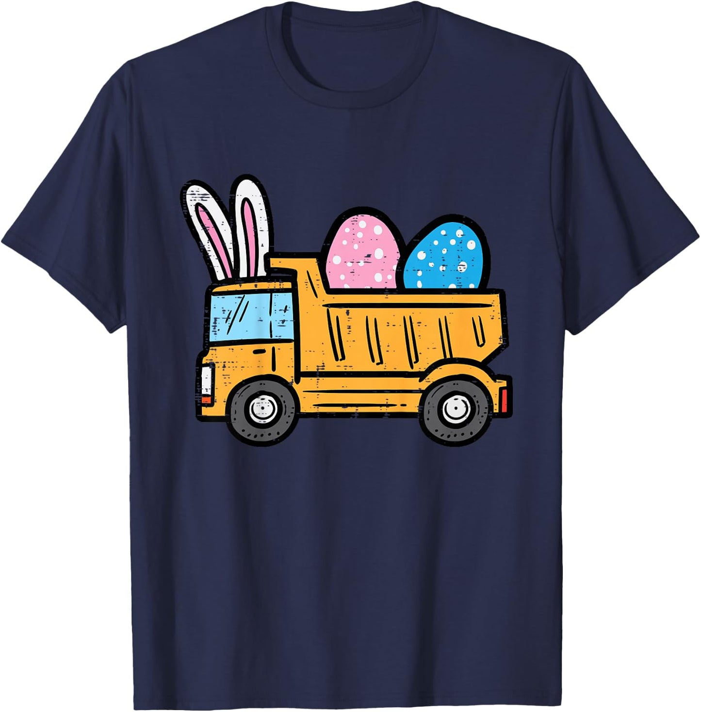Kids Easter Dump Truck Eggs Construction Boys Kids Toddler Youth T-Shirt - T-Shirt | Navy