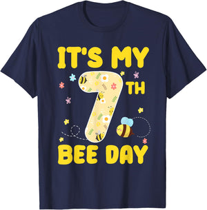 Kids It's My 7th Bee Day 7 Years Old Birthday Bee Party T-Shirt - T-Shirt | Navy