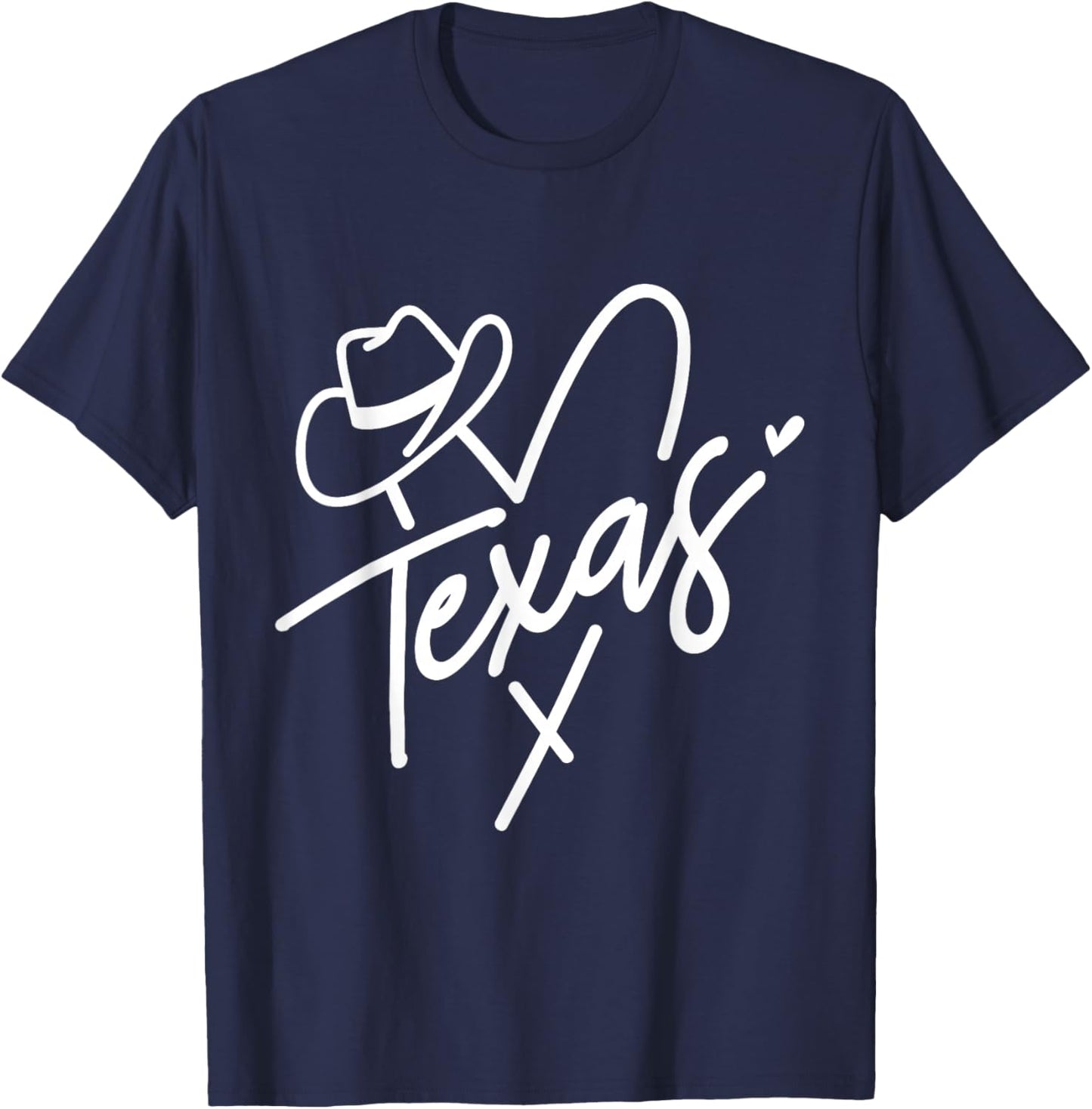 Texas Heart Hat State Pride Design T-Shirt - T-Shirt | Navy