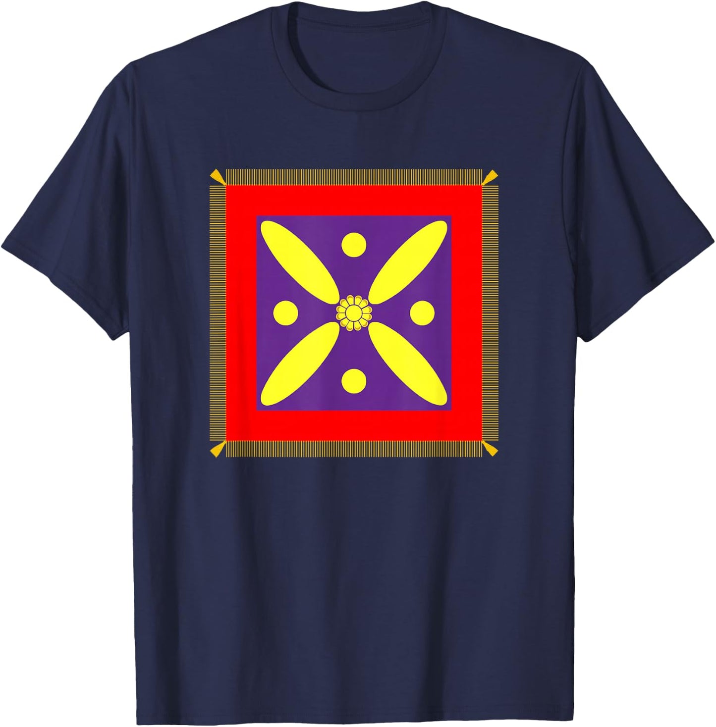 Derafsh Kaviani Lotus Flower Iranian History Flag Badge , black T-Shirt - T-Shirt | Navy