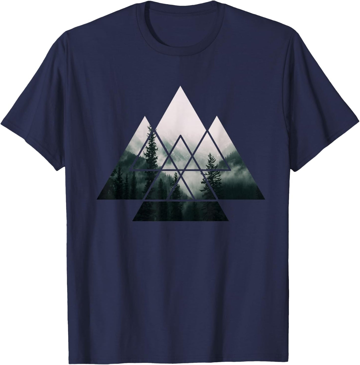 Wald Natur Quadrat Minimalismus Klimaschutz Mountain Environment Tree T-Shirt - T-Shirt | Navy