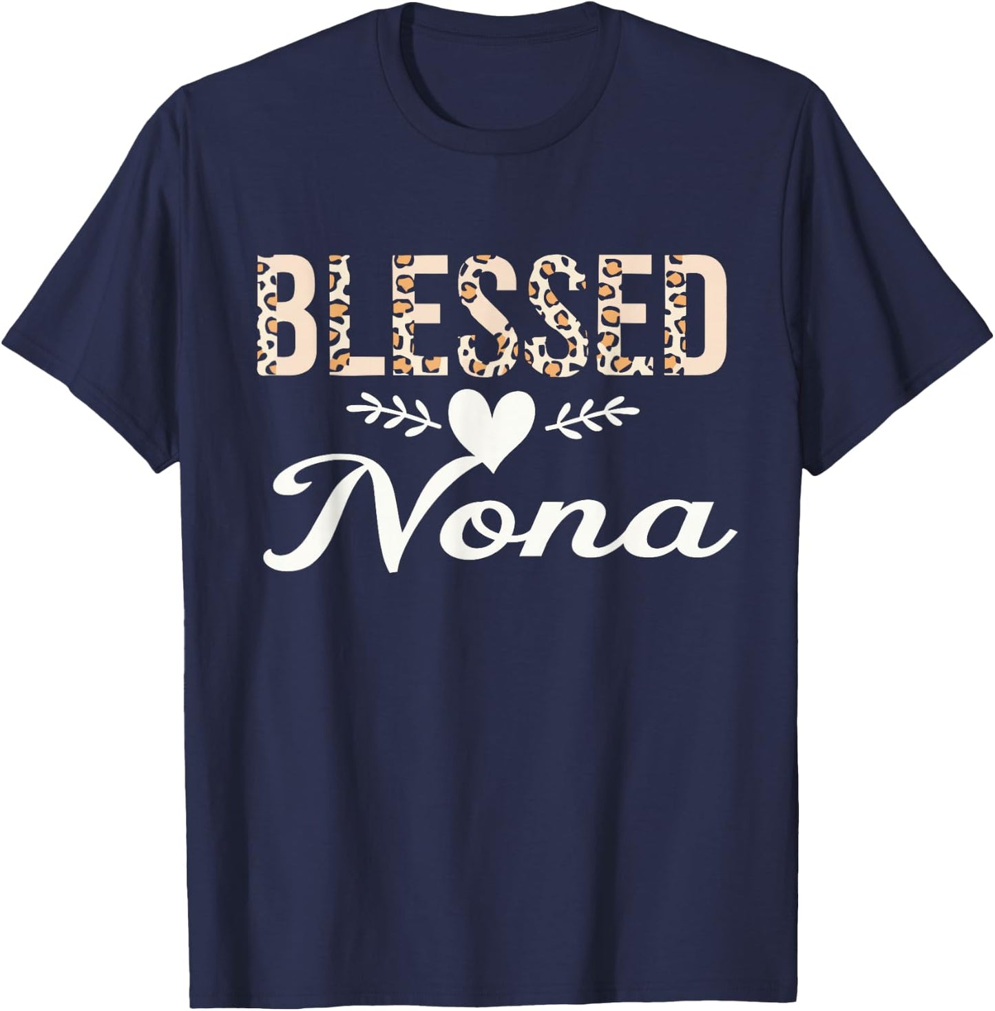 Blessed Nona Cute Leopard T-Shirt - T-Shirt | Navy