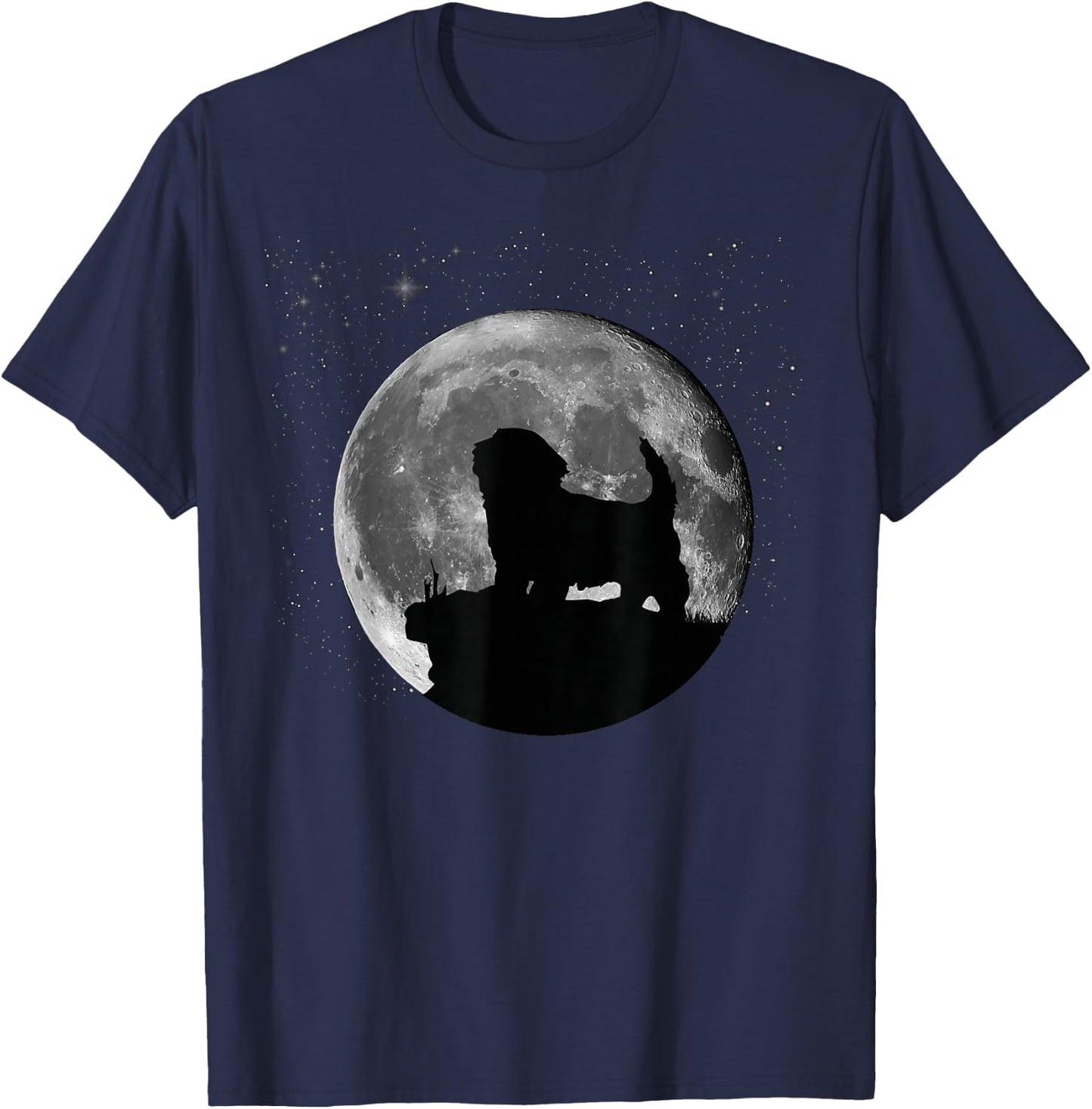 Havanese Dog Moon T-Shirt - T-Shirt | Navy