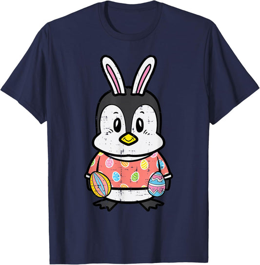 Easter Penguin Bunny Rabbit Spring Men Women Kids Teen Youth T-Shirt - T-Shirt | Navy