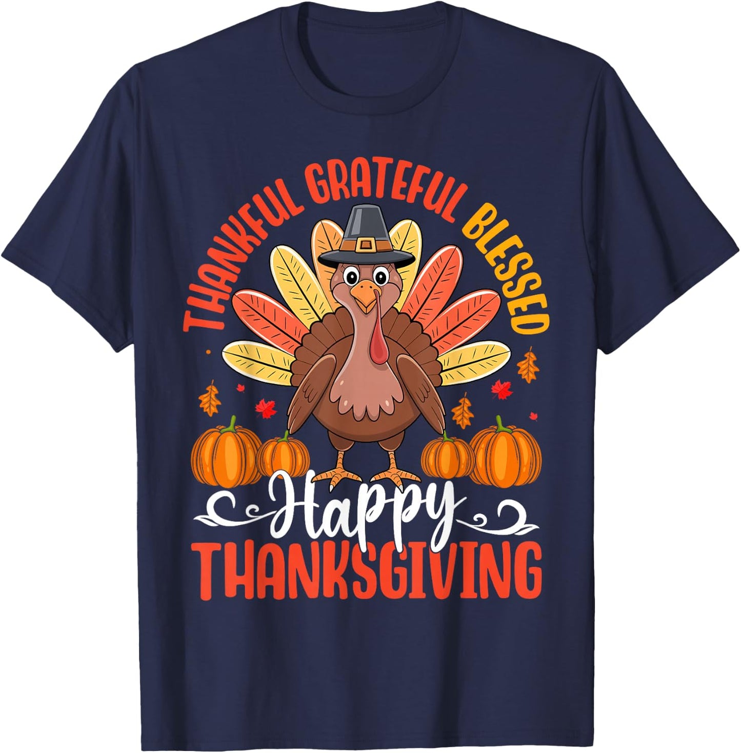 Thanksgiving Women Men Girl Funny Turkey Autumn Fall Family T-Shirt - T-Shirt | Navy