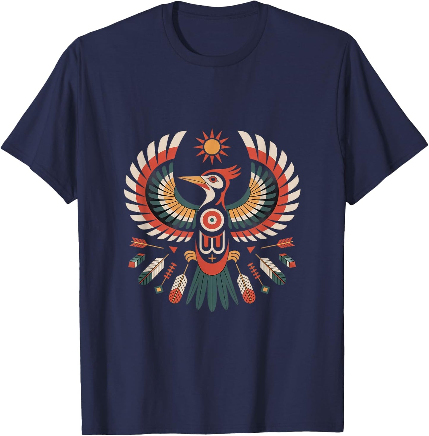 Woodpecker Indigenous Indian Tribal Art Native American T-Shirt - T-Shirt | Navy