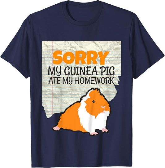 Sorry My Guinea Pig ate my Homework Kids School T-Shirt - T-Shirt | Navy