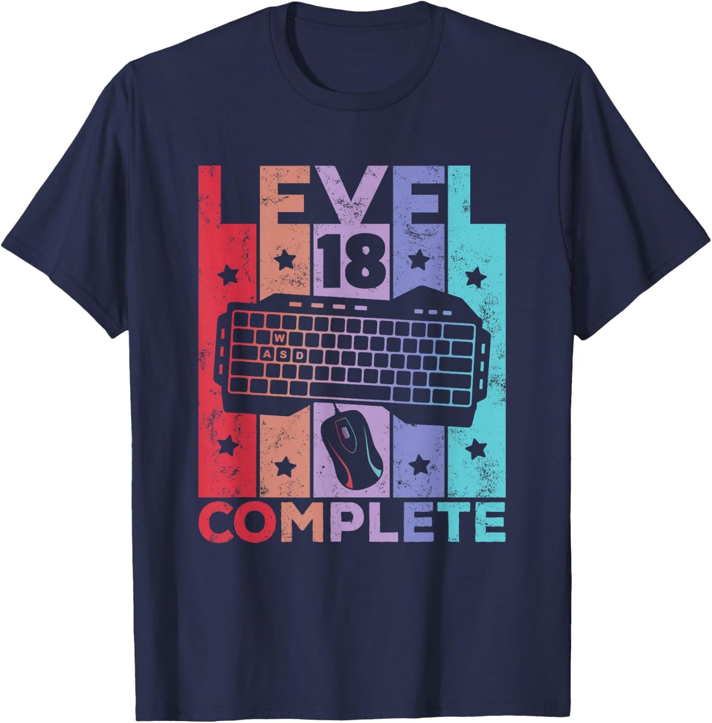 18th Birthday Boy Girl 18 Years Level 18 Gaming Gamer , black, s T-Shirt - T-Shirt | Navy