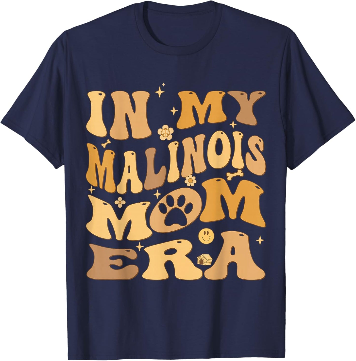 In My Belgian Malinois Mom Era Groovy Maligator Dog Owner T-Shirt - T-Shirt | Navy
