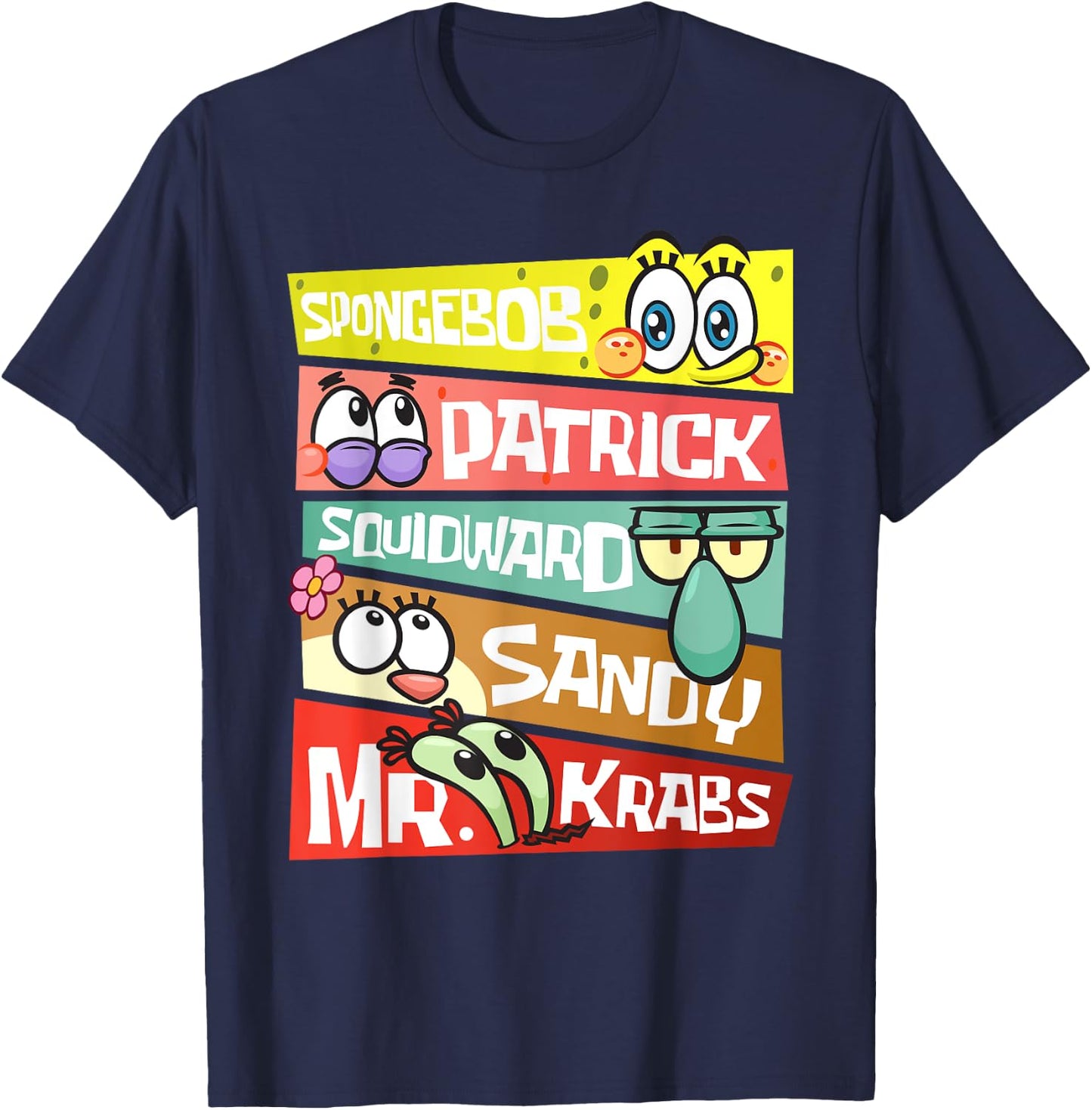 Mademark x SpongeBob SquarePants - SpongeBob Patrick Squidward Sandy Mr Krabs SpongeBob Fans T-Shirt - T-Shirt | Navy